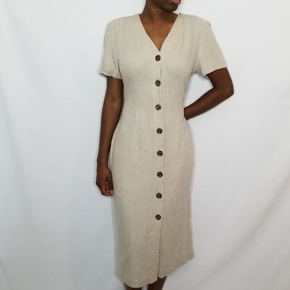 Cream Button Up Dress Deals, 51% OFF 